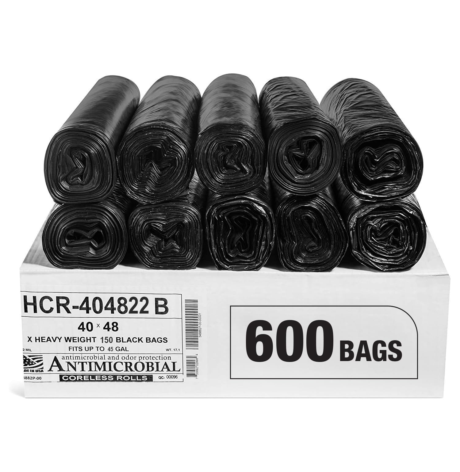 Aluf Plastics High Density Trash Bags, 10 Gallon, 4000 Count, 6 Micron (eq), 24" x 24", Black, for Bathroom, Office, Industrial, Commercial, Janitorial, Municipal, Recycling