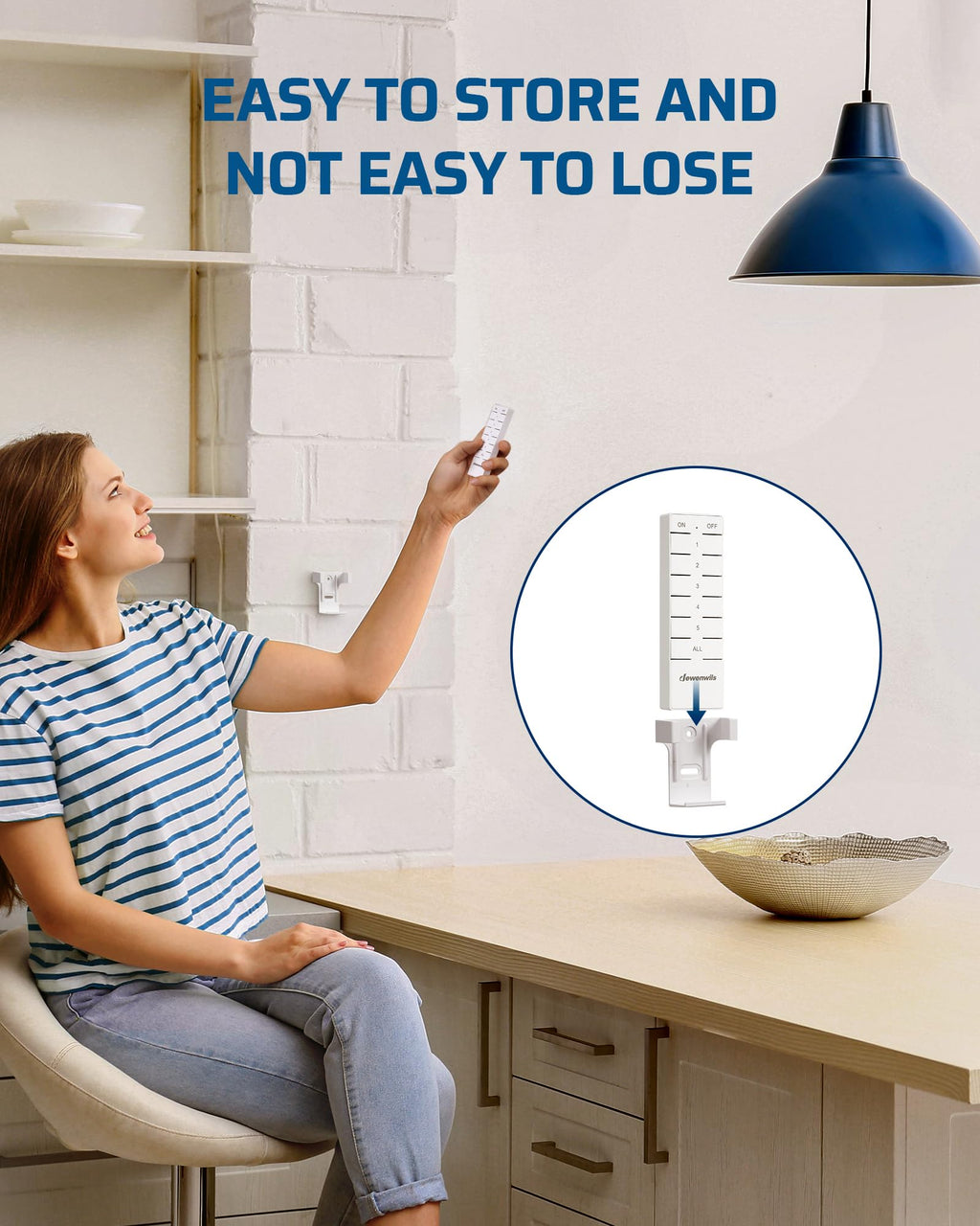 DEWENWILS Indoor Remote Control Outlet, Wireless Remote Light Switch, No Interference Remote Outlet Switch, No Wiring, 15A/1875W, 100ft RF Range, Compact Design, Programmable