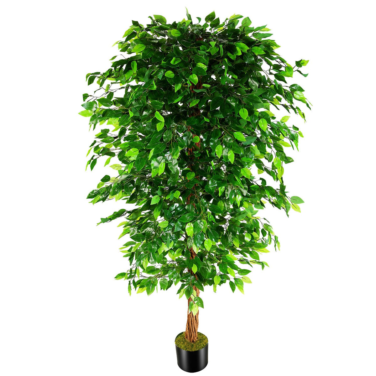 OXLLXO 5ft Artificial Ficus Silk Tree (60in) with Plastic Nursery Pot Faux Tree, Fake Plant for Office House Farmhouse Living Room Home Decor (Indoor/Outdoor)