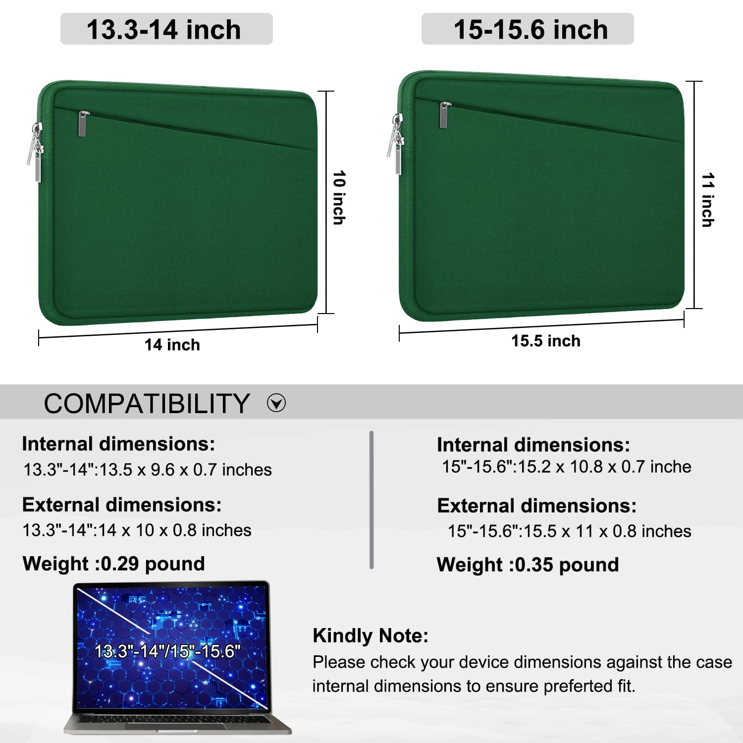 Laptop Sleeve Case 13.3 Inch, Durable 14 Inch Laptop Case Computer Carrying Bag Protective Cover Compatible with 13 14 inch MacBook Pro, MacBook Air, Dell, HP, Lenovo, Notebook, Computer, Black