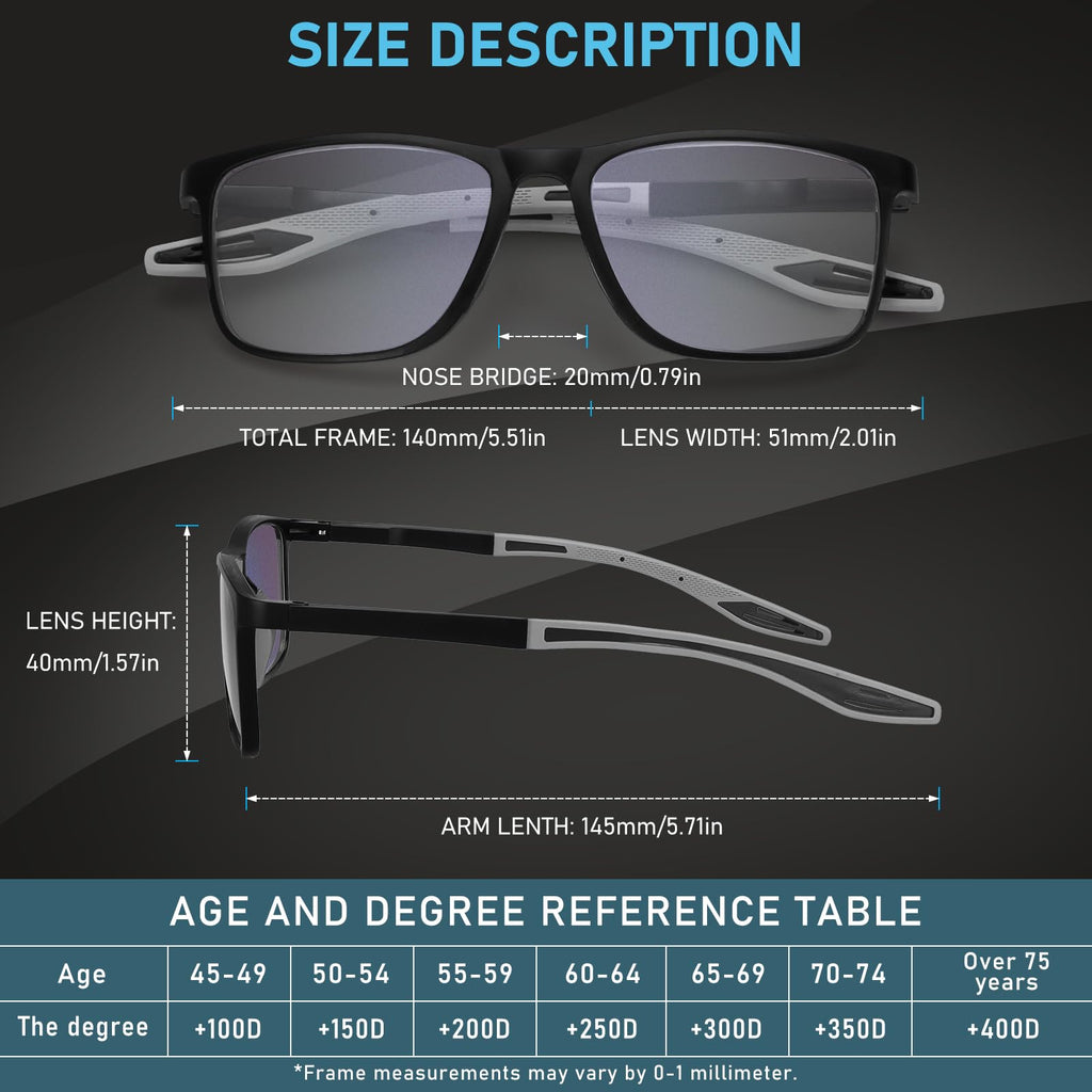 BLOEXCLU 4 Pack Progressive Multifocus Reading Glasses for Men Women TR90 Sports Style Anti-Blue Light Computer Readers