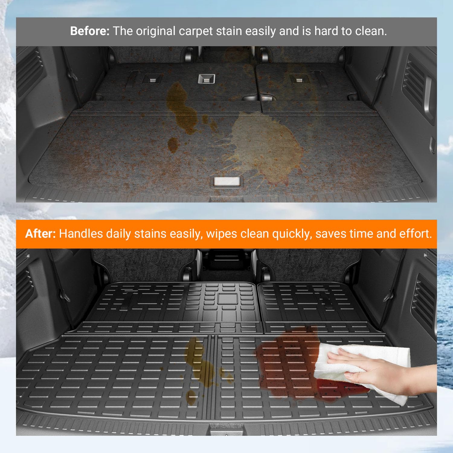 powoq Floor Mat Compatible with 18-24 Chevy Traverse Cargo Mat Replacement for 2018-2024 Chevy Traverse Accessories(Trunk+Backrest+7Seats Floor Mat)