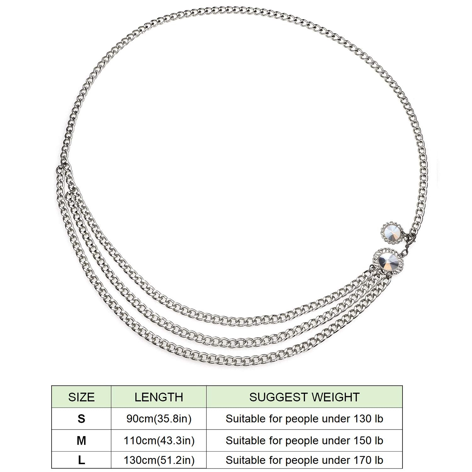 Glamorstar Multilayer Metal Waist Chain Dress Belts Metal Belt for Women
