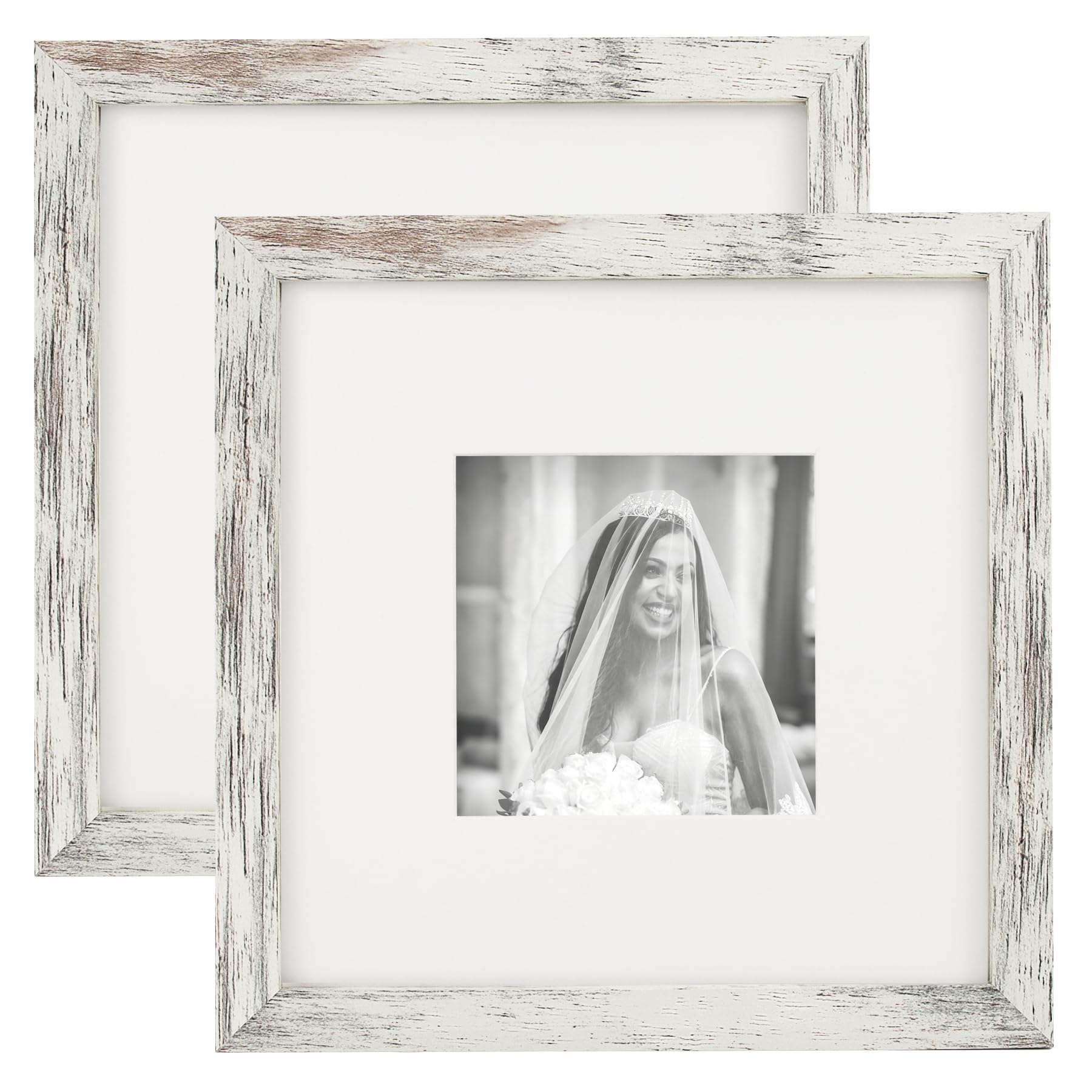 TOFOREVO Picture Frames 4x4 Set of 2 Black Wood Grain Photo Frame for Gallery Wall Mounting or Tabletop Display