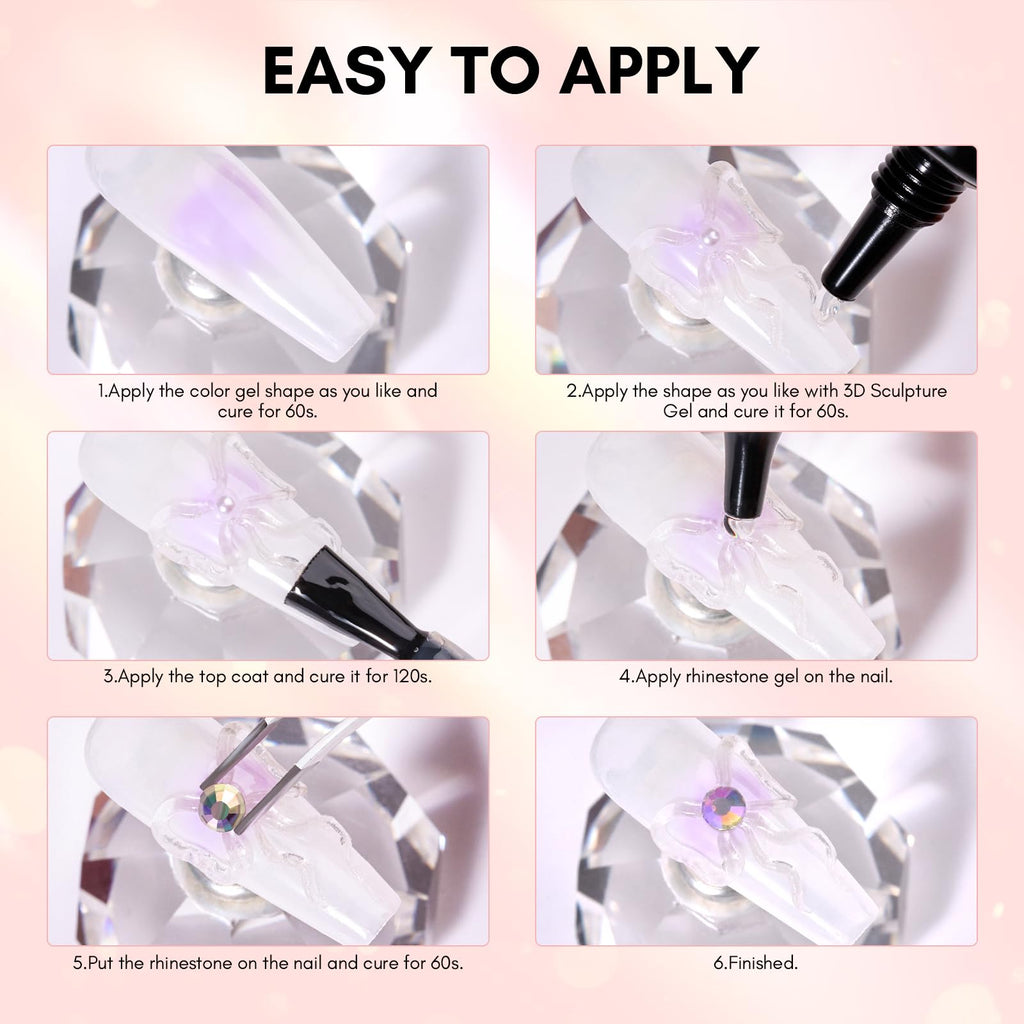 Makartt Rhinestone Glue for Nails: Super Strong Gel Nail Glue for Nail Charms Gems Decorations, 3D Gel Nail Art Bling Jewel Diamonds for Salon & DIY Manicure, 30ML UV Lamp Cured Need Beauty Gifts