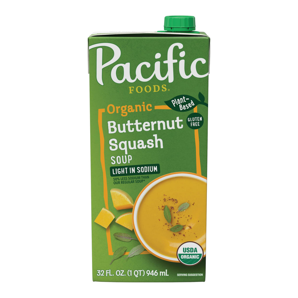 Pacific Foods Light in Sodium Organic Butternut Squash Soup, 32 oz Carton (Pack of 2)