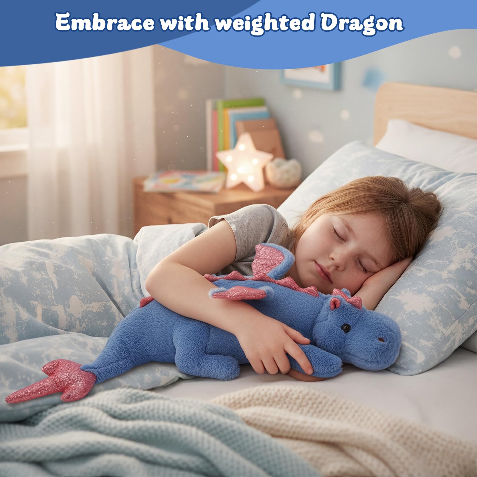 YOUBLEK 27.5 in 2Lb Weighted Stuffed Animals,Cute Plush Dragon,Weighted Stuff Dinosaur Toy for Kids Adult Gift or Decoration