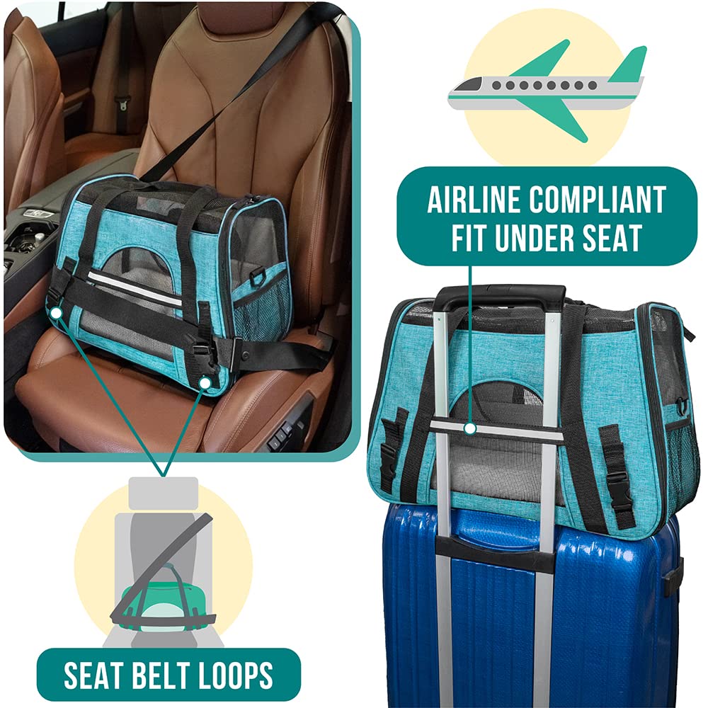 PetAmi Airline Approved Pet Carrier for Cats & Small Dogs, Soft Sided TSA Travel Carrier Bag with Sherpa Bed, Breathable Mesh Ventilation, Collapsible Bowl, Fits Under Seat, Up to 18 lbs, Small Black