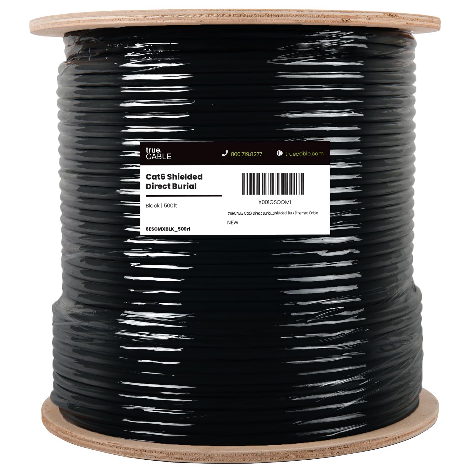 TRUE CABLE Cat6 Direct Burial Outdoor Bulk Ethernet Cable, Shielded F/UTP, 500ft, Brown, 23AWG Solid Bare Copper, Heavy Duty Outdoor, OSP Jacket, Waterproof, UV, 550MHz, PoE++ 100W (4PPoE)