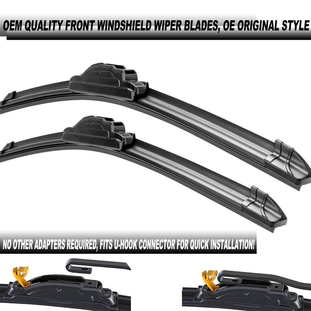 ATTKE OEM Quality Front Windscreen Wiper Blades for Jeep Wrangler 1997-2006/Porsche 911 1978-1994/Suzuki Samurai 1986-1995 (13″+13″ Front Windshield Wiper Blade Set)