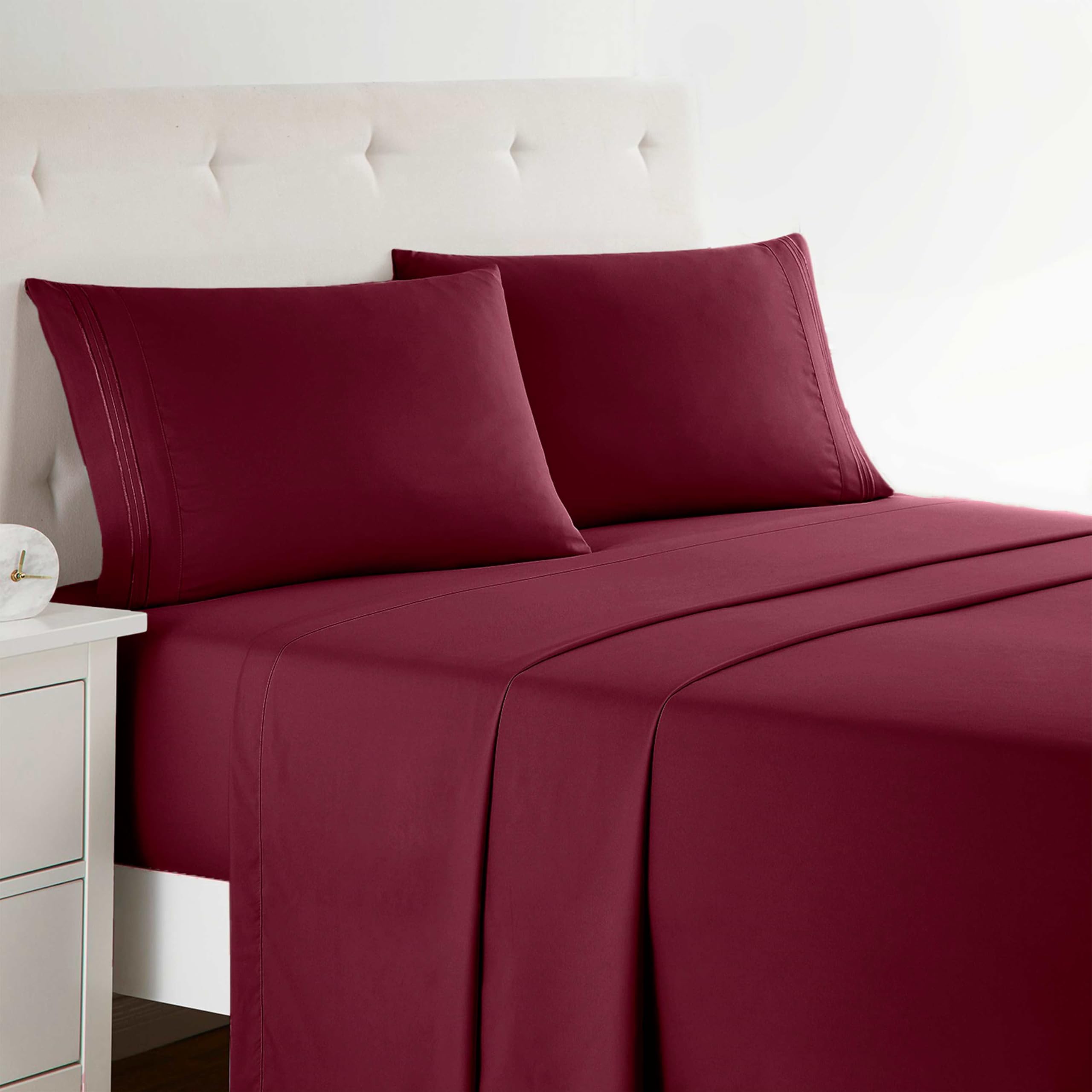 Clara Clark Bed Sheets, Premier 1800 Series 4 Piece Bed Sheet Set, Deep Pocket, Wrinkle, Fade, Stain Resistant, Luxury Soft Bedding Sheets & Pillowcases, Twin, Beach Blue