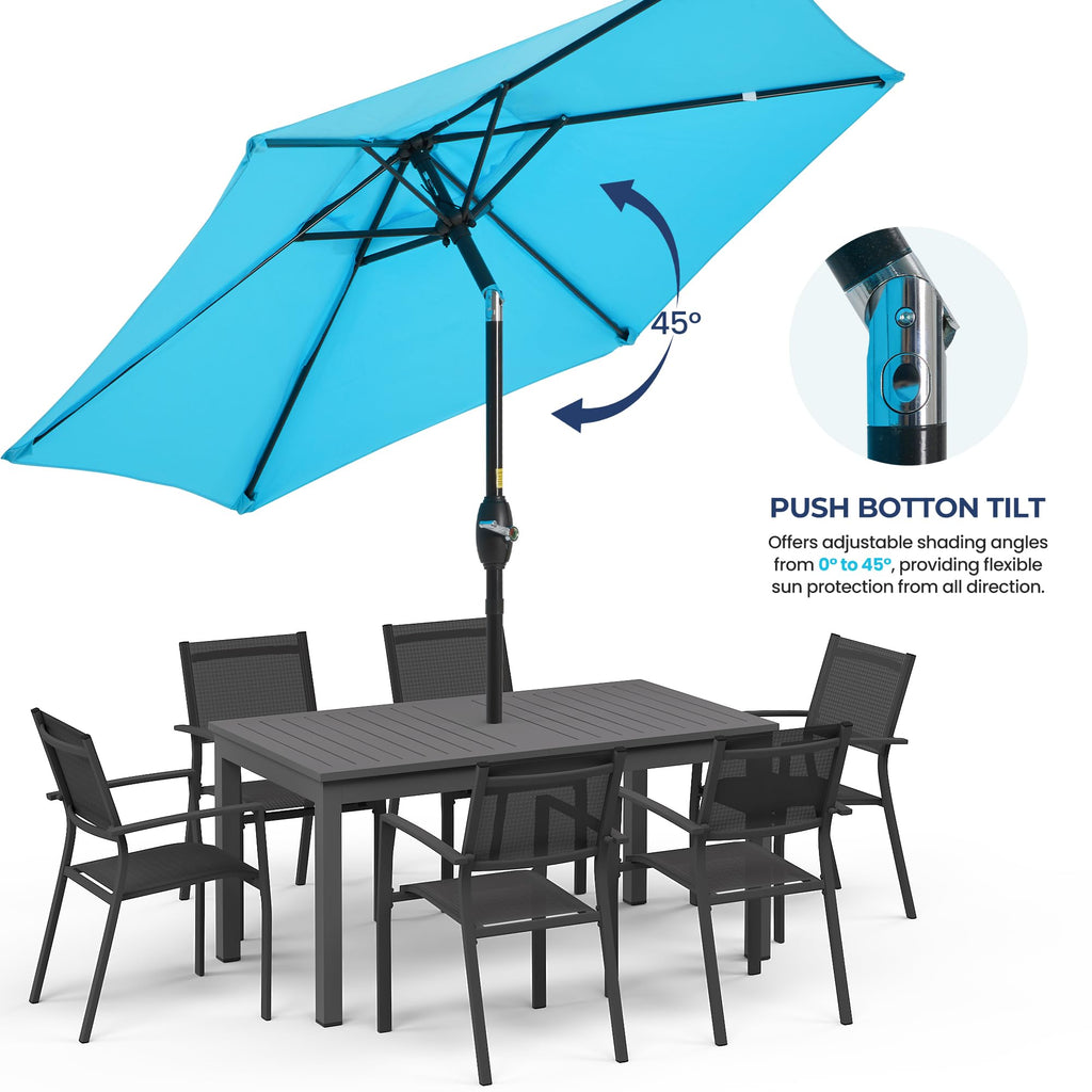 SUNVIVI OUTDOOR Outdoor Patio Umbrella, Patio Umbrella, Market Umbrella, Large Outdoor Umbrella, Metal Pole Umbrella with Push Button Tilt and Crank, Polyester Canopy