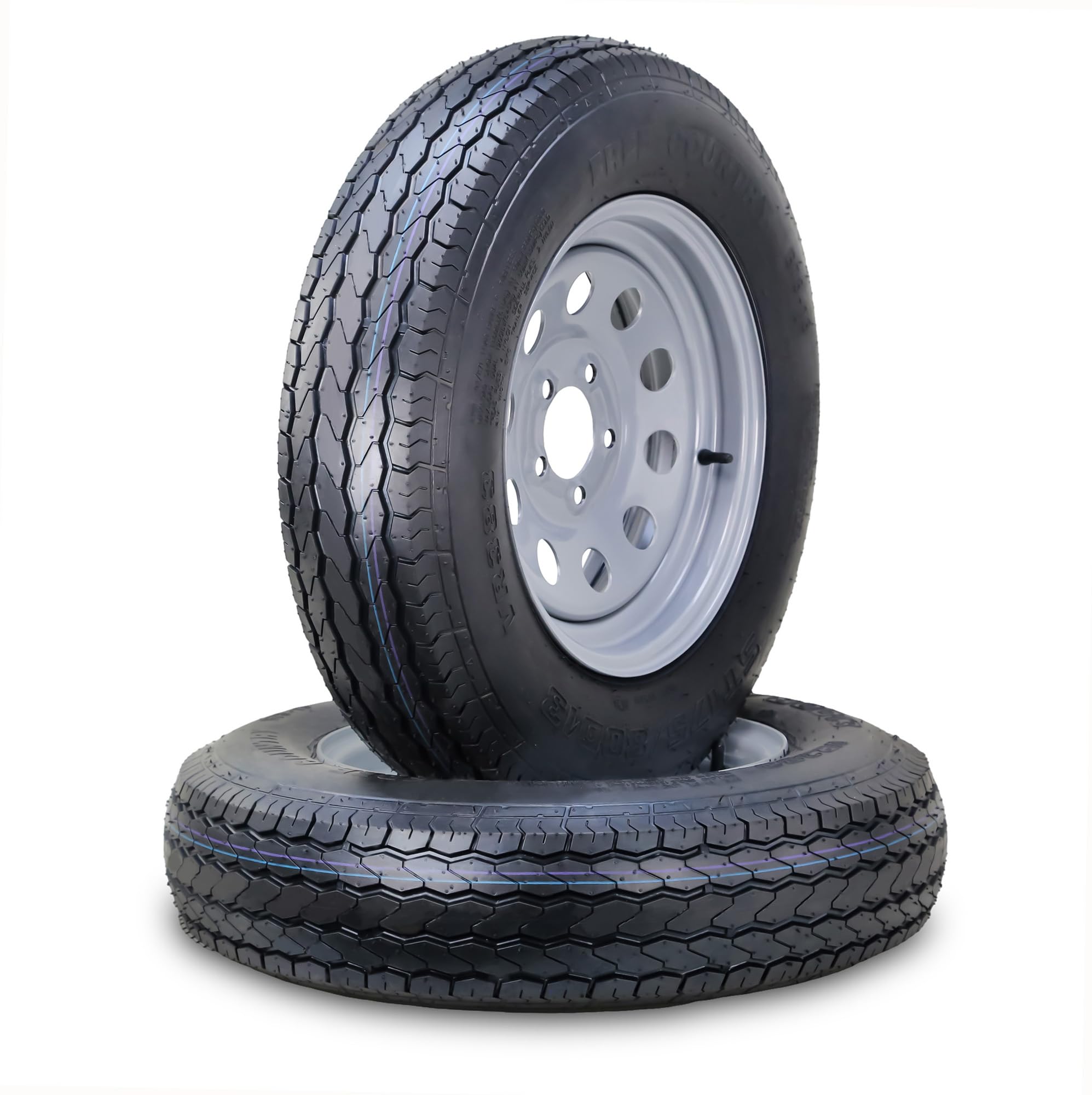 Free Country Trailer Tire Wheel Assembly ST175/80D13 6-Ply C 91L 5 Lug on 4.5" PCD Silver Mod Rim,SET 2