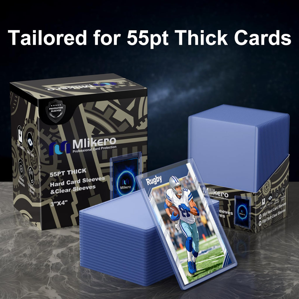 25 cargadores superiores de 55 puntos para tarjetas, cargadores superiores de 3 x 4 pulgadas de grosor con fundas suaves y gruesas para tarjetas de béisbol, baloncesto, fútbol