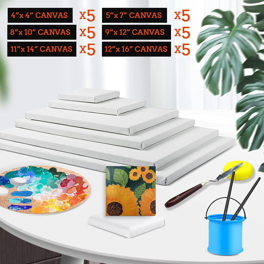 ESRICH Stretched Canvas for Painting 5x7, 48 Pack Small Canvases for Painting 5/8" Profile Primed Acid-Free Blank Painting Canvas for Kids & Artists for Decorations, Painting Parties.