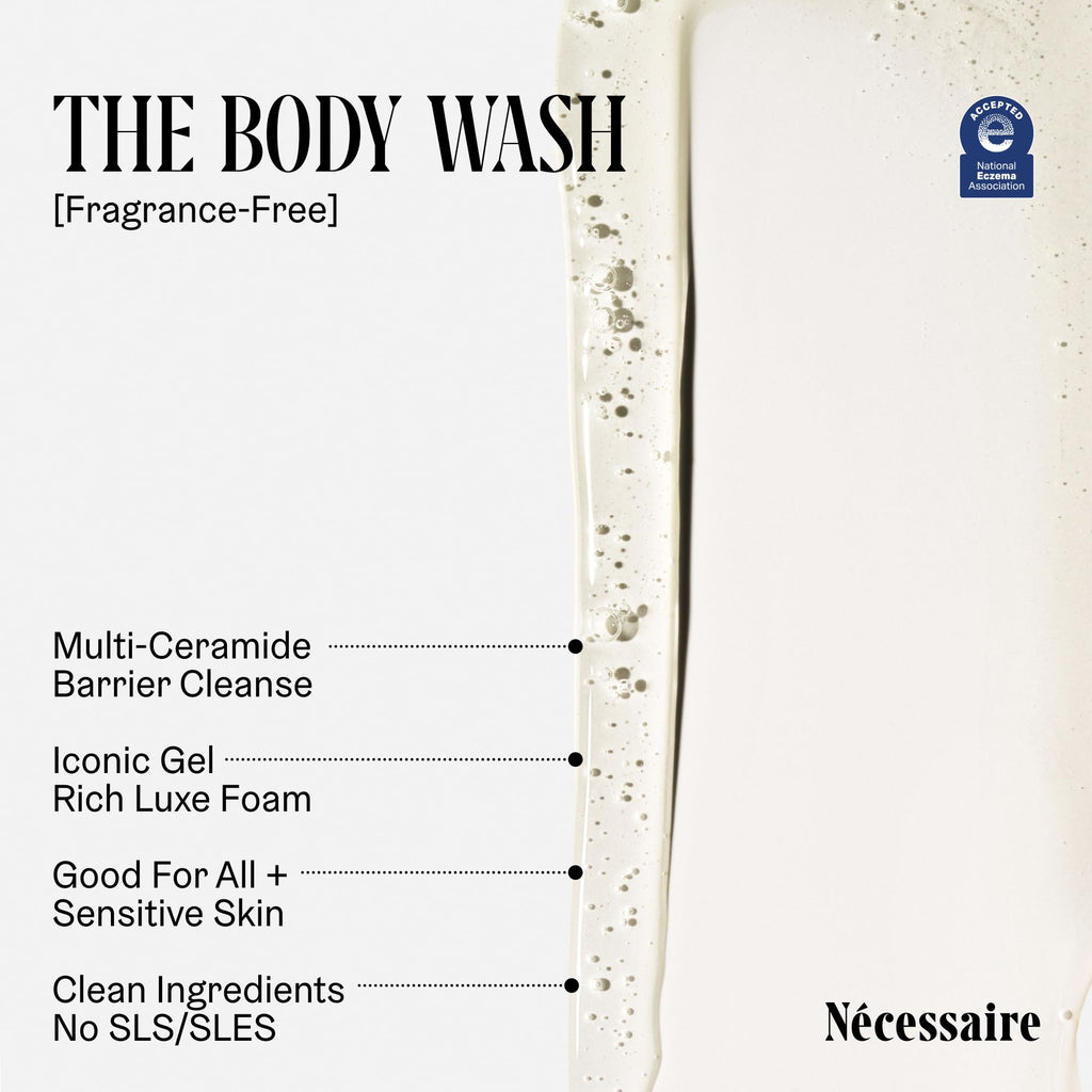 Nécessaire The Body Wash Eucalyptus — Multi-Oil Shower Gel Body Wash for Women + Men. Non-Comedogenic + Hypoallergenic for Sensitive Skin with Niacinamide. 500ml/16.9 fl oz