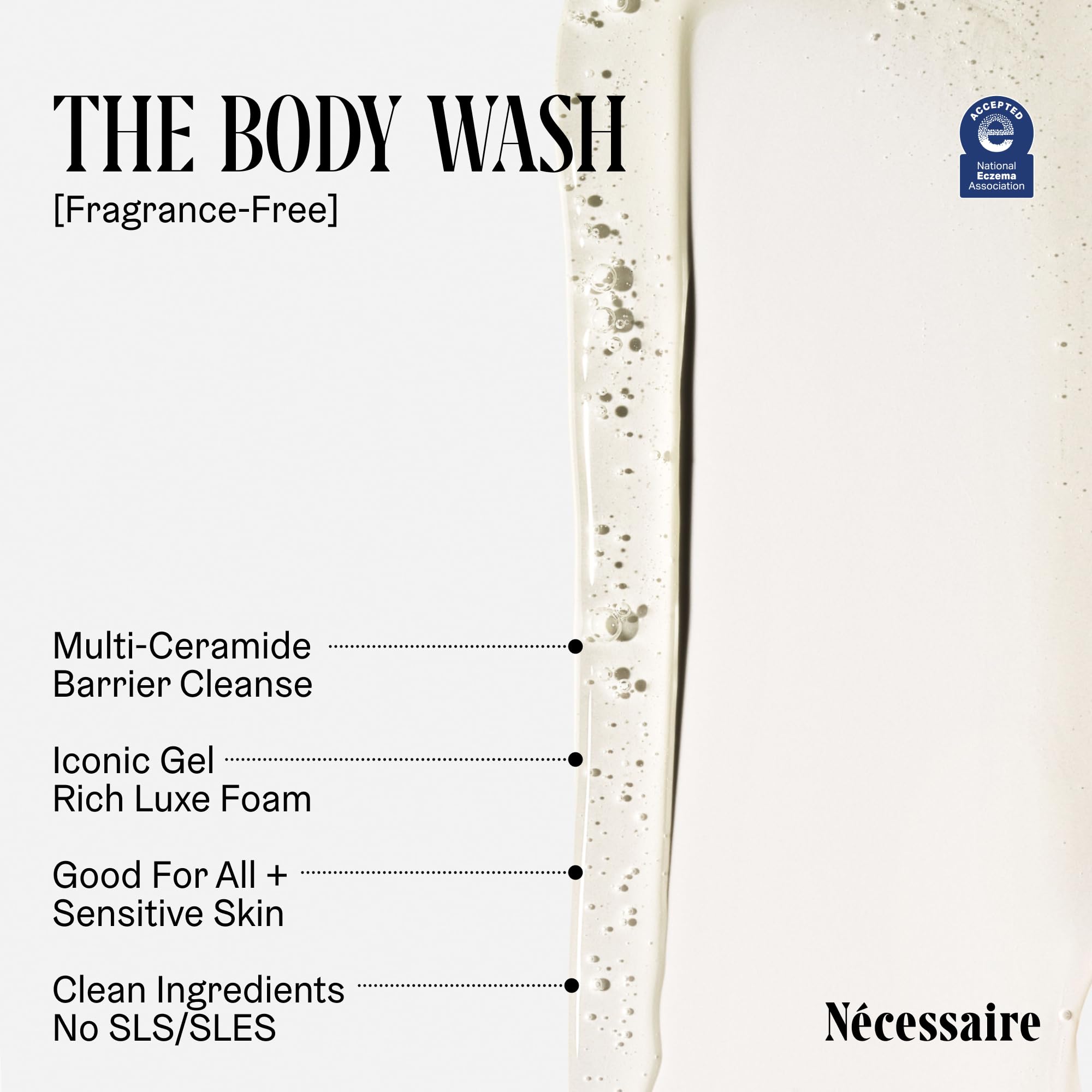 Nécessaire The Body Wash Eucalyptus — Multi-Oil Shower Gel Body Wash for Women + Men. Non-Comedogenic + Hypoallergenic for Sensitive Skin with Niacinamide. 500ml/16.9 fl oz