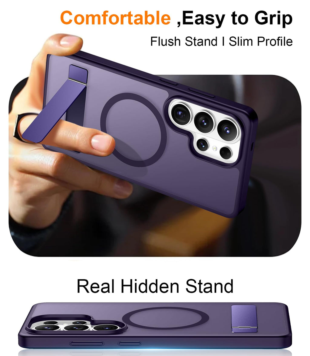 for Samsung Galaxy Z Fold 8 Case,[Compatible with MagSafe][Built-in HD Screen Protector & Kickstand][Hinge Protection]Translucent Matte Full-Body Shockproof Phone Case for Galaxy Z Fold 8,Black