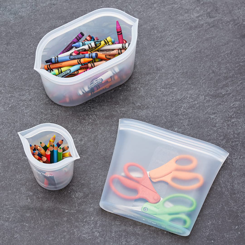 Zip Top Reusable Food Storage Bags | Small Cup [Frost] | Silicone Meal Prep Container | Microwave, Dishwasher and Freezer Safe | Made in the USA