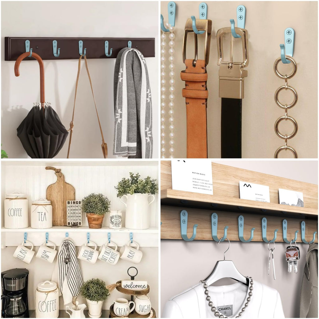 BREYDROK 20PCS Heavy Duty Metal Coat Hooks for Wall, Single Prong Hanging Hooks with 40 Screws for Towels, Backpacks, Hats & Dog Leashes