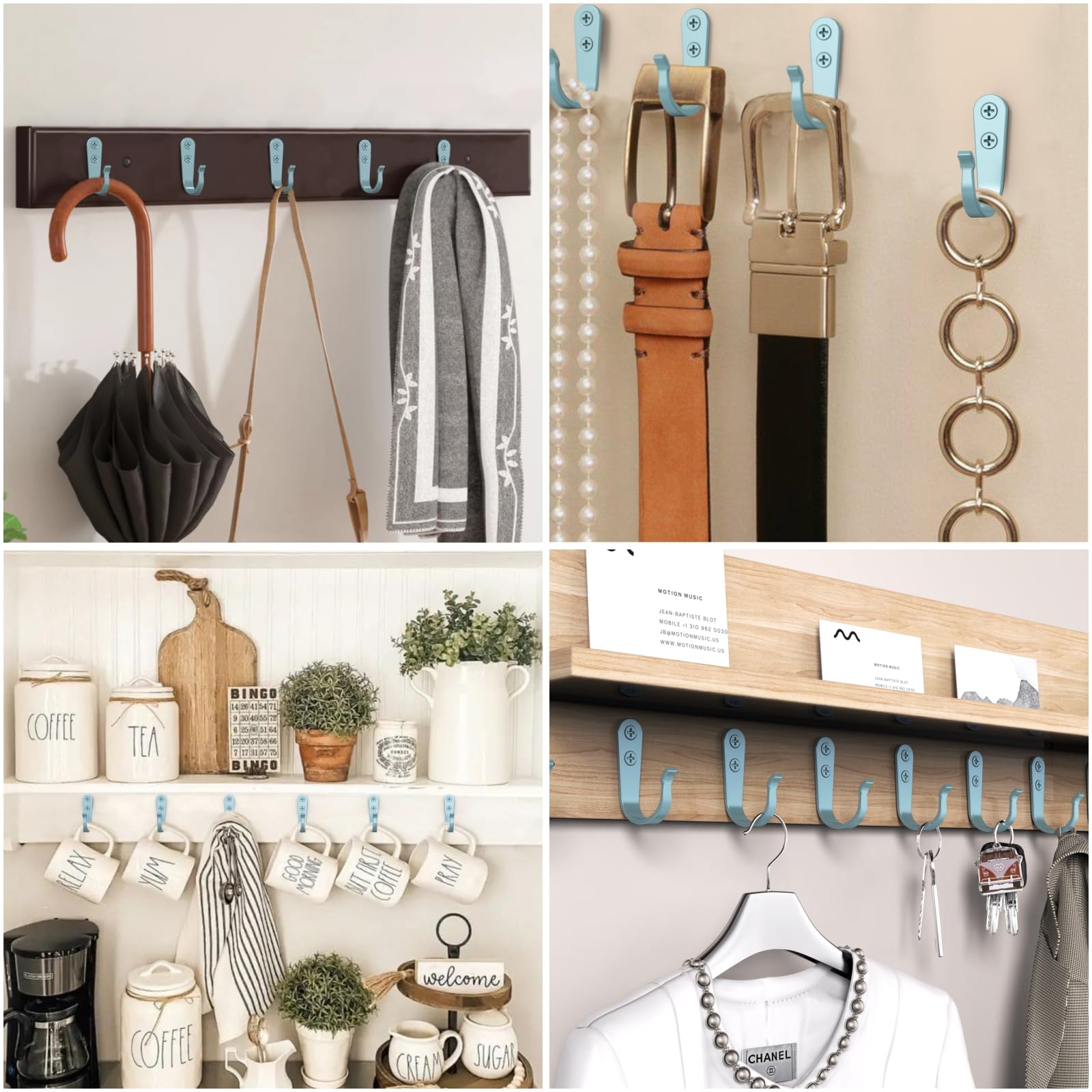 BREYDROK 20PCS Heavy Duty Metal Coat Hooks for Wall, Single Prong Hanging Hooks with 40 Screws for Towels, Backpacks, Hats & Dog Leashes