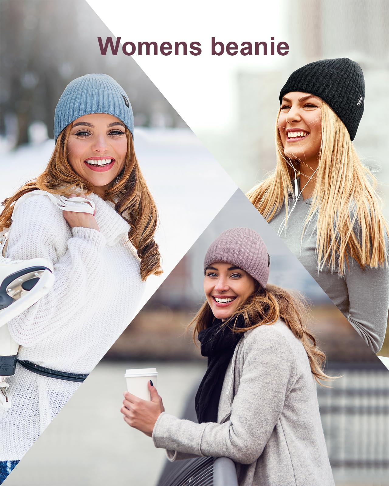 Ocatoma Beanie for Men Women Warm Winter Knit Cuffed Beanie Soft Warm Ski Hats Unisex