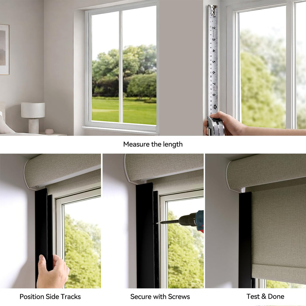 ZSTARR PVC Light Blockers Blackout Light Blockers Side Tracks for Window Shades Blinds Side Tracks for Blackout Shades Easy to Install Light Blocking Strips for Bedroom (Black, 58",2Pcs)