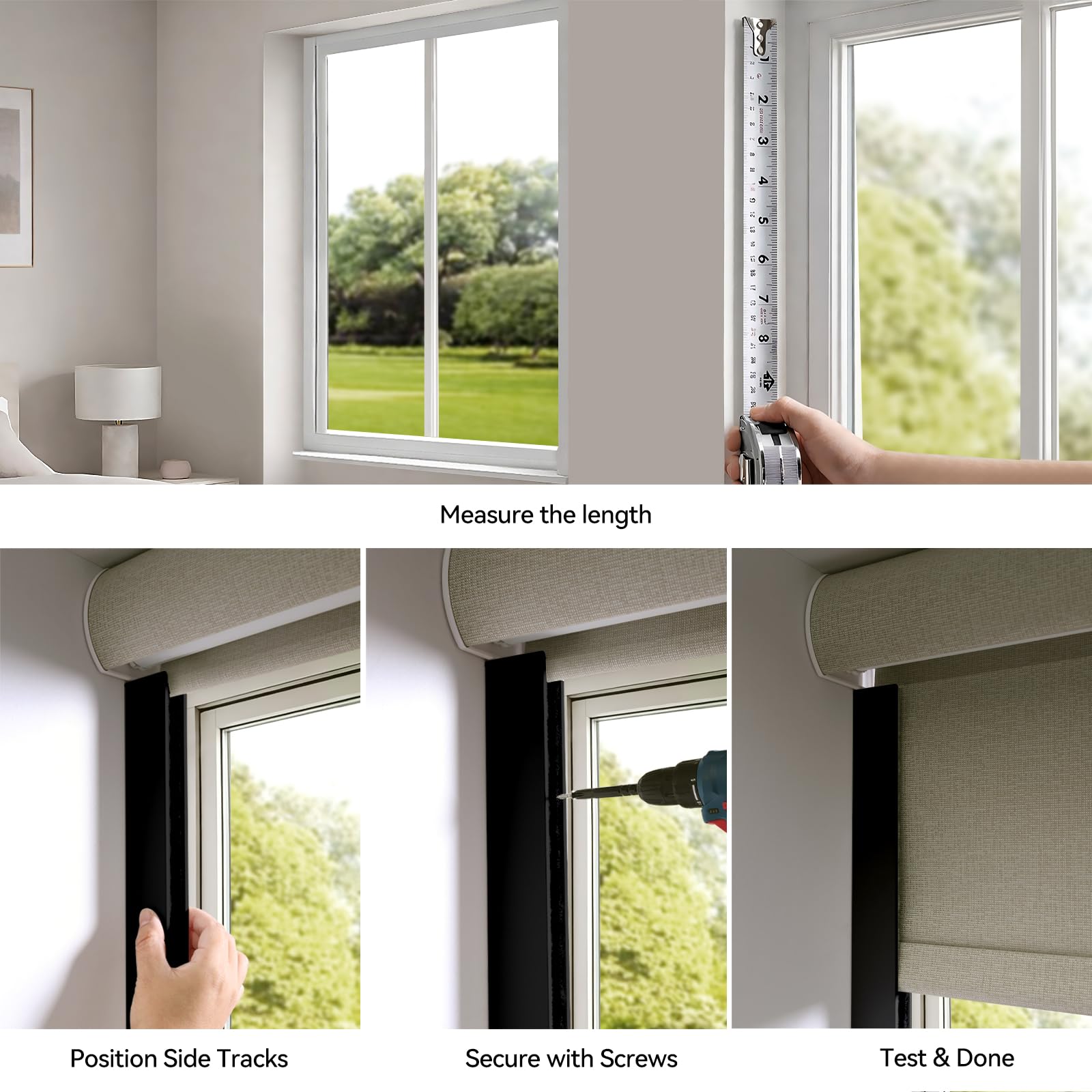 ZSTARR PVC Light Blockers Blackout Light Blockers Side Tracks for Window Shades Blinds Side Tracks for Blackout Shades Easy to Install Light Blocking Strips for Bedroom (Black, 58",2Pcs)