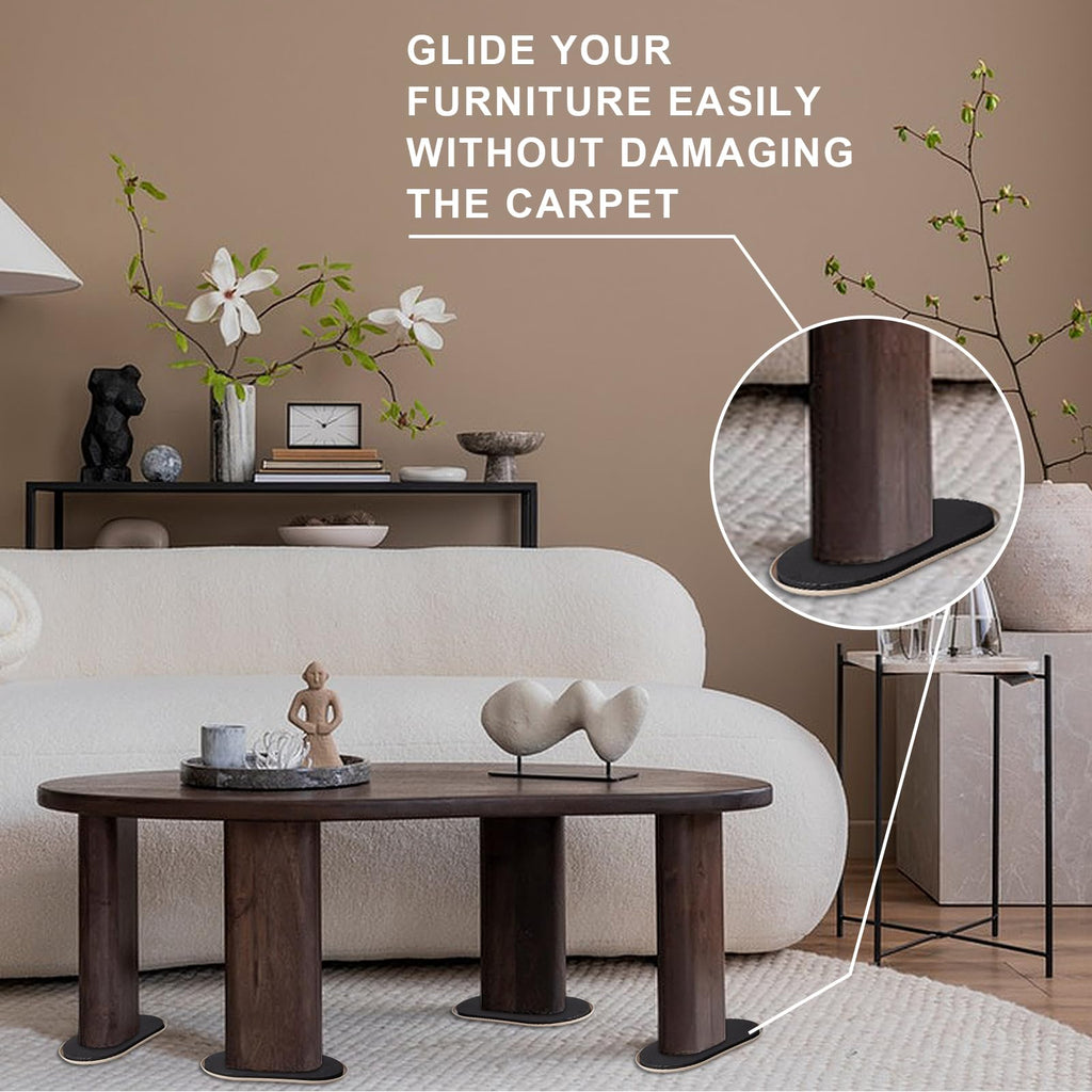 Furniture Sliders, Furniture Sliders Pads for Hardwood Floors, Chair Legs Floors Protectors, Reusable Round Glides Glider, Heavy Duty Furniture Movers Sliders (8 Pcs, 3 1/2inch，Coffee)