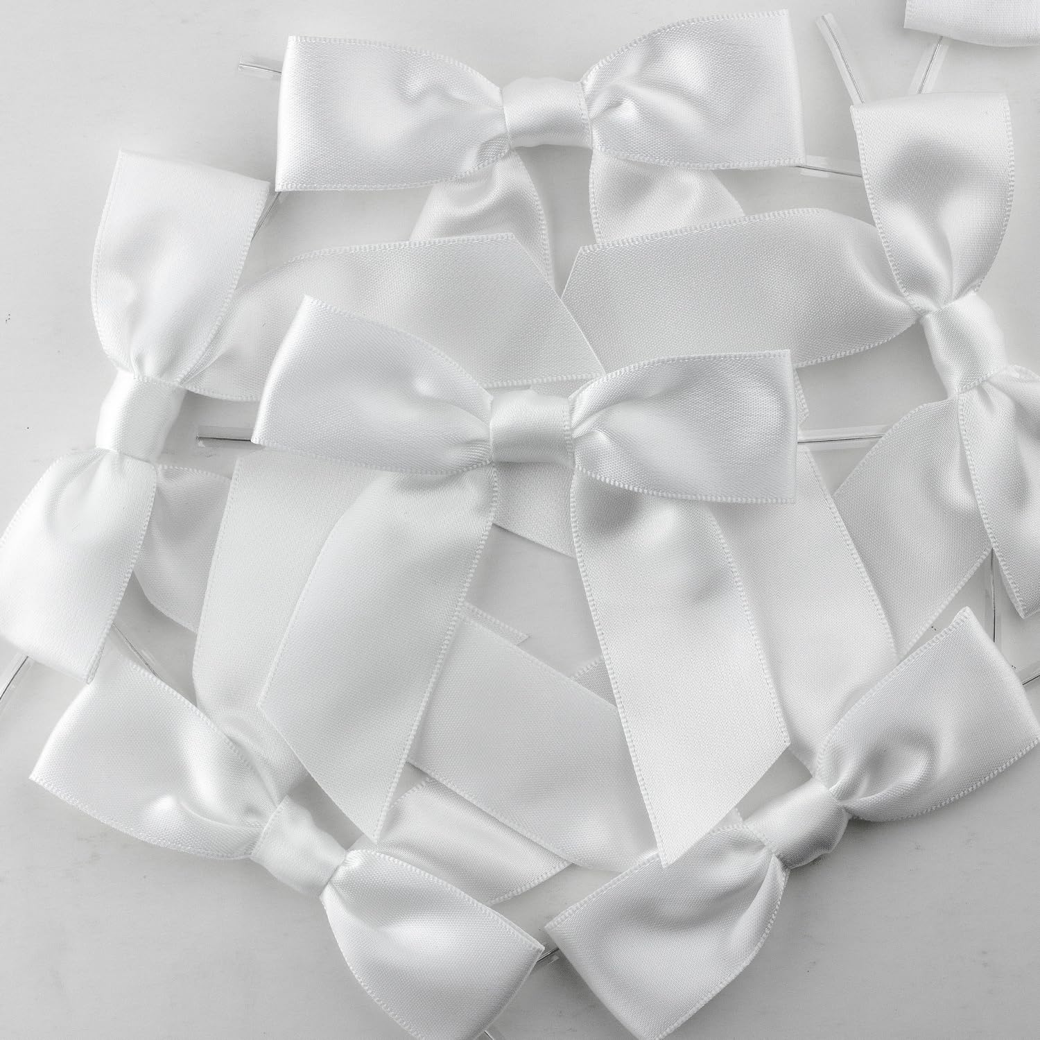 7Rainbows 50pcs Boutique 1.5" Black Satin Ribbon Mini Bows for Craft Sewing Scrapbooking Wedding and Gift Wrapping
