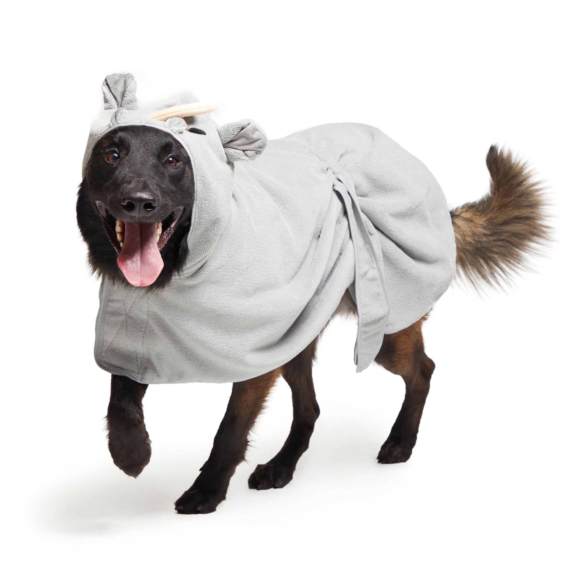 Barkbox Dog Bathrobe Fast Drying with Hook and Loop Closure & Wrap Tie Snuggle, Cute Dogs Clothes, Easy to Clean, Machine Washable, Dog Coats and Tumble Dry Low - Bunny, Medium