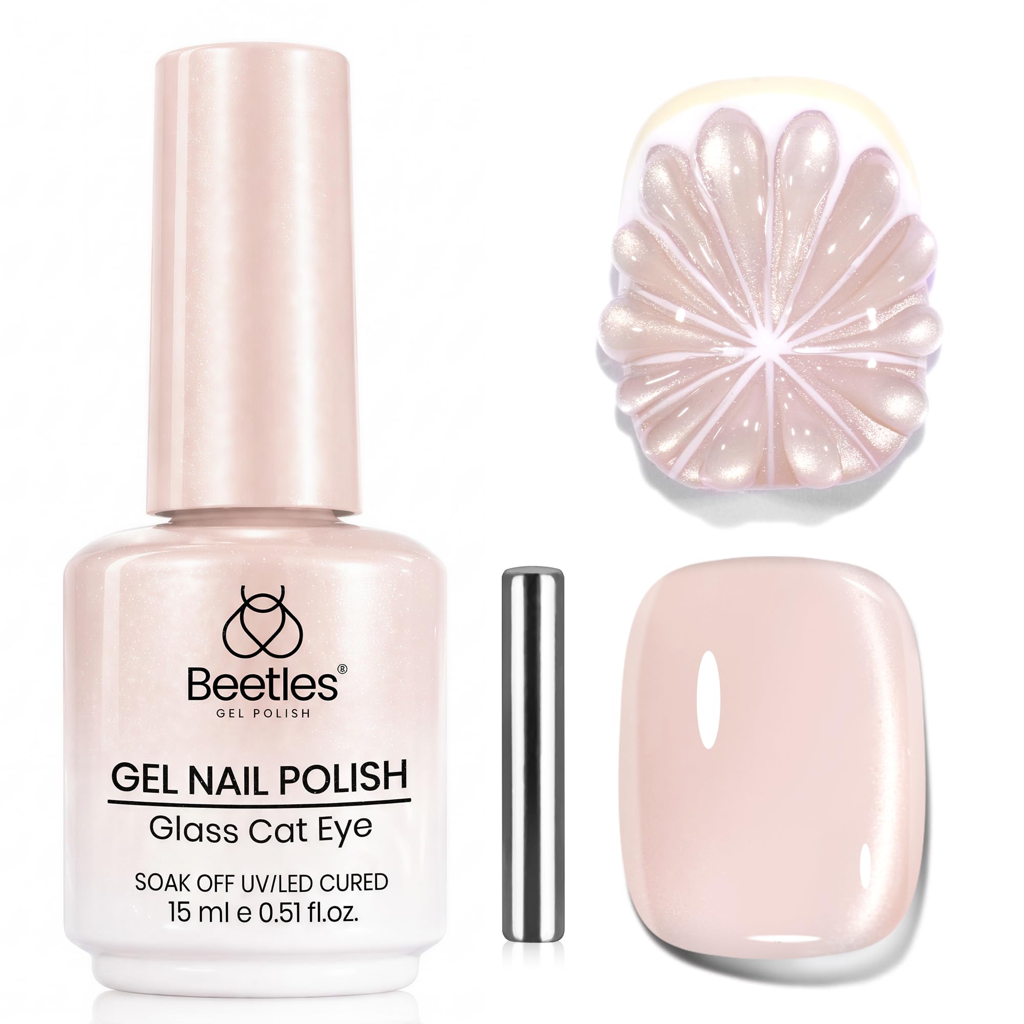 Beetles Star Cascade Silver Cat Eye Gel Nail Polish - 15ML Christmas Silver Glitter Cat Eye Gel Polish with Magnet Soak Off UV Velvet Nail Polish Salon DIY Manicure Winter Gift for Women