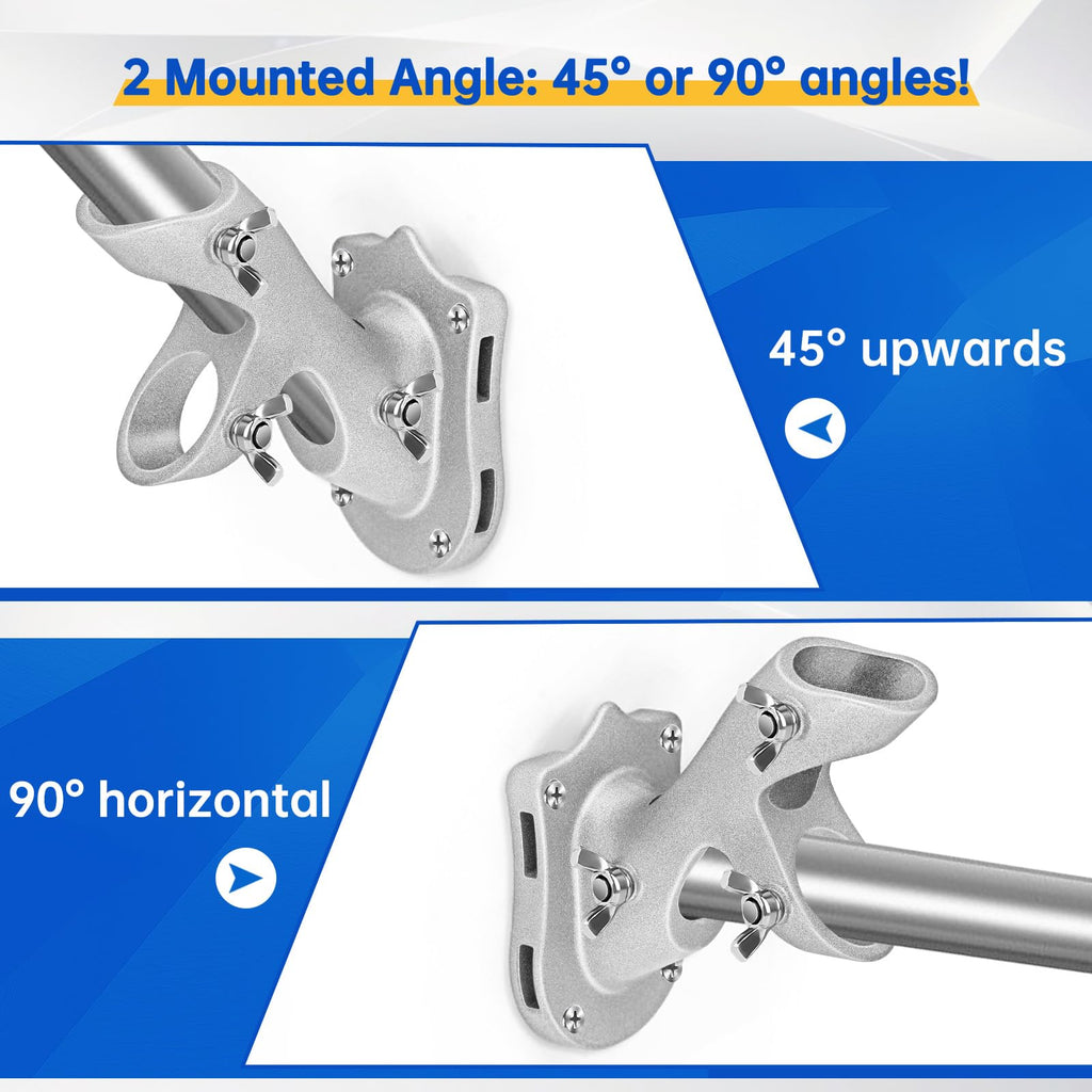 Flag Pole Holder, Anovo Flag Pole Brackets Mount Outside House Heavy-Duty Aluminum Metal Rust Proof Bracket 1" Inner Diameter 2 Positions with Hardwares for Outdoor Wall Mounting Porch(Black-1 Pack)