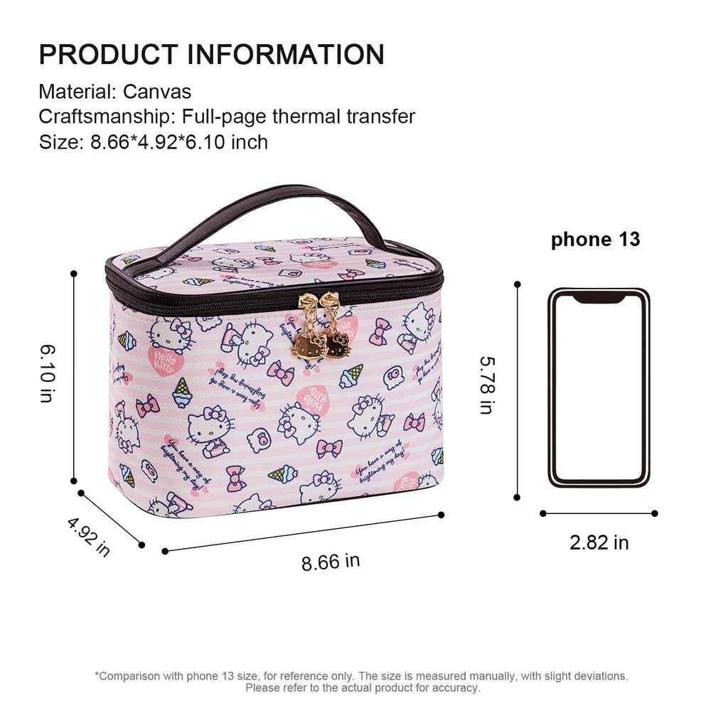 AmBealla Makeup Bag Large Waterproof Cosmetic Bags with Makeup Brush Holder,Cute Printed Makeup Organizer for Women Traveling,Portable Toiletry Bag for Girls