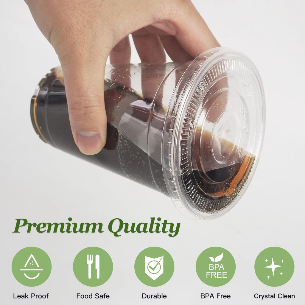 Charmount 50 Sets- 12 oz Clear Plastic Cups with Lids and Straws, Disposable To Go Cups for Cold Drinks, Iced Coffee, Milkshakes, Smoothies