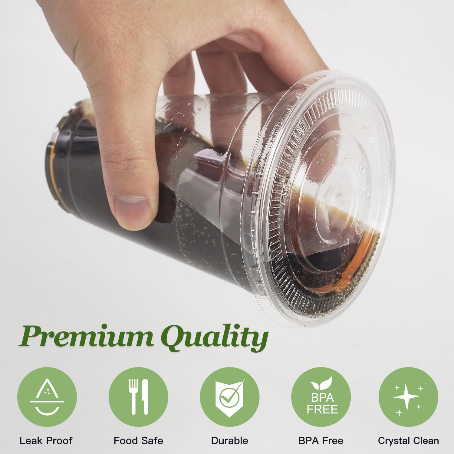 Charmount 50 Sets- 12 oz Clear Plastic Cups with Lids and Straws, Disposable To Go Cups for Cold Drinks, Iced Coffee, Milkshakes, Smoothies