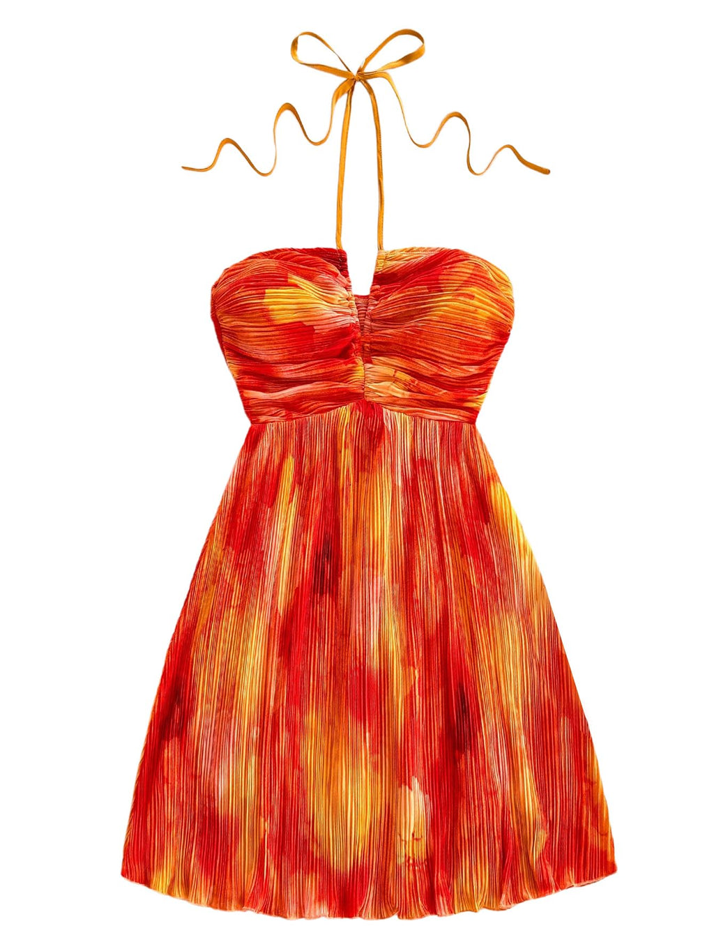 SOLY HUX Women's Tie Dye Cami Dress Halter Backless Sleeveless A Line Short Summer Dresses Sundress