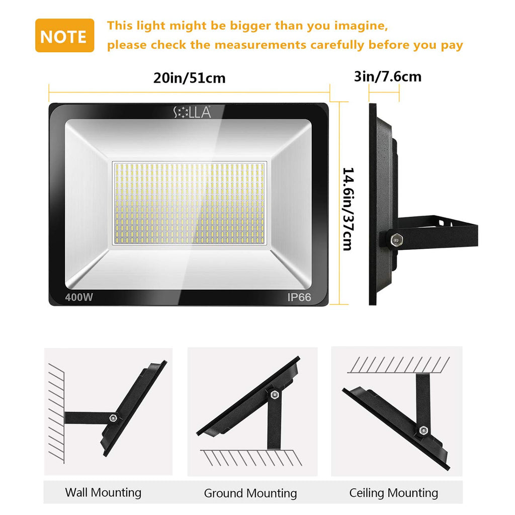 2 Pack 100W LED Flood Light Outdoor, 8000LM Super Bright Security Lights, 550W Equivalent, IP66 Waterproof, 3000K Warm White, Outside Floodlight for Garage, Garden, Lawn and Yard