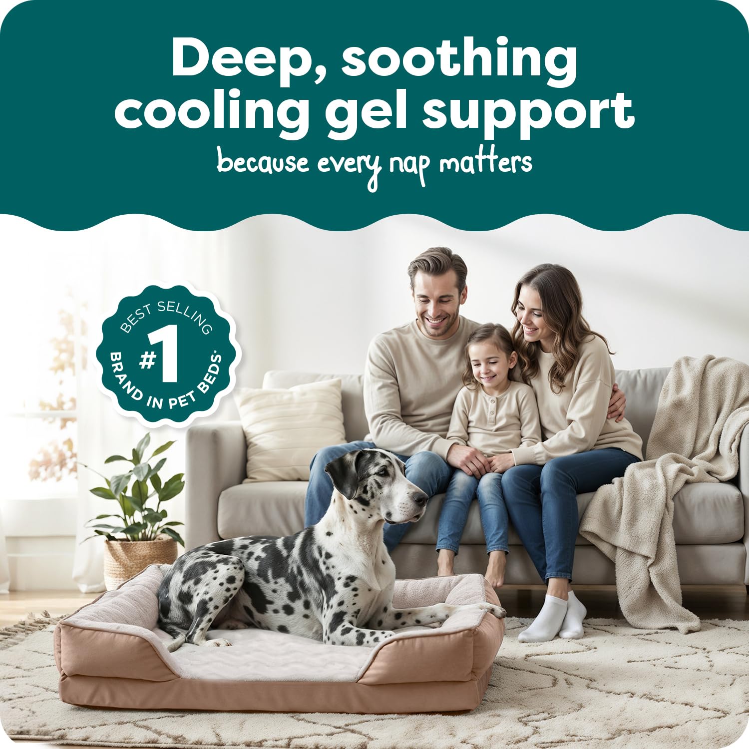Furhaven Cooling Gel Dog Bed for Medium/Small Dogs w/ Removable Bolsters & Washable Cover, For Dogs Up to 35 lbs - Plush & Velvet Waves Perfect Comfort Sofa - Brownstone, Medium