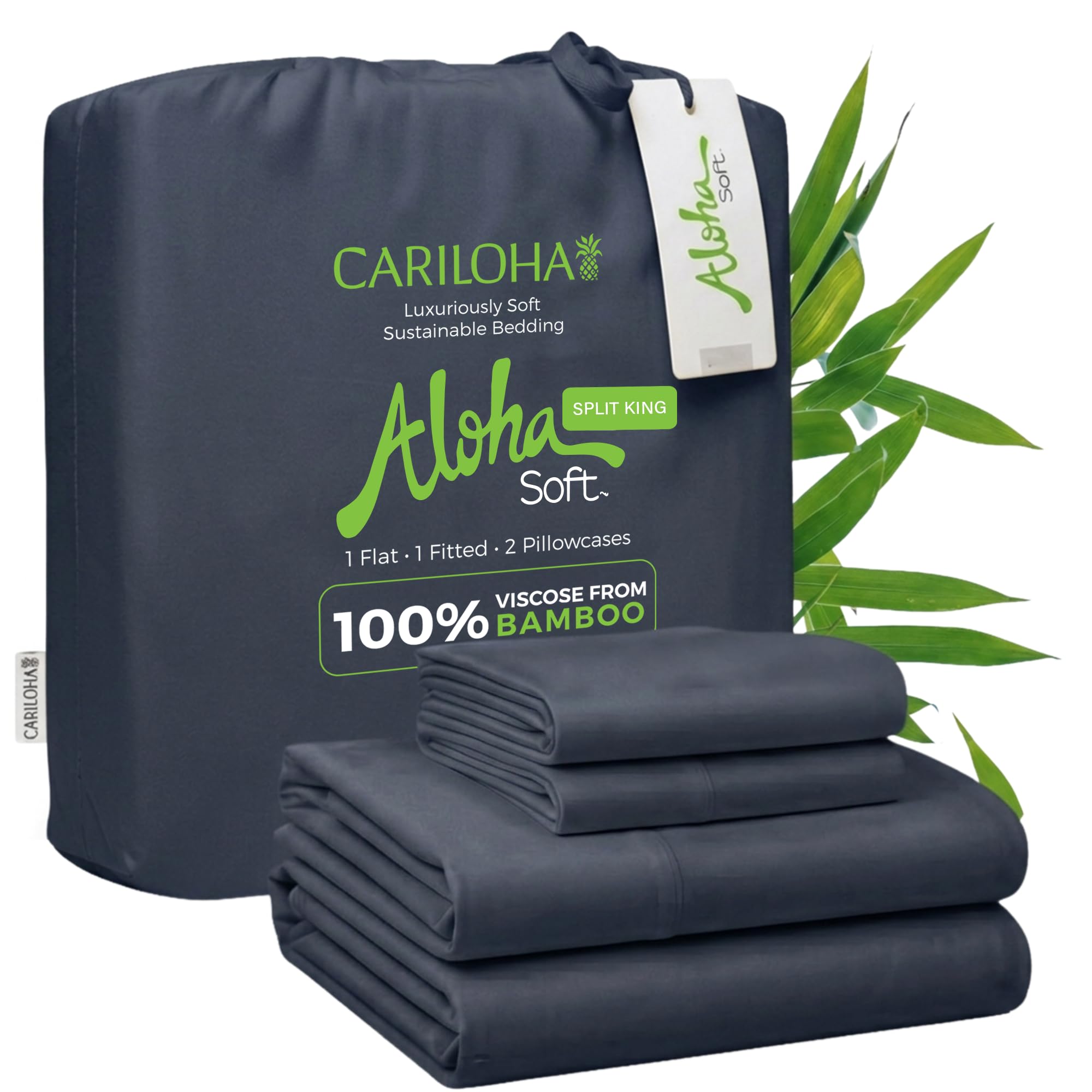 Cariloha Aloha Soft 100% Organic Bamboo Viscose Sheets – 4-Piece Queen Sheet Set – 16 in Deep Pockets – Buttery Soft, Hypoallergenic, Cooling Sheets – Oeko-TEX Standard 100 – Cape Blue
