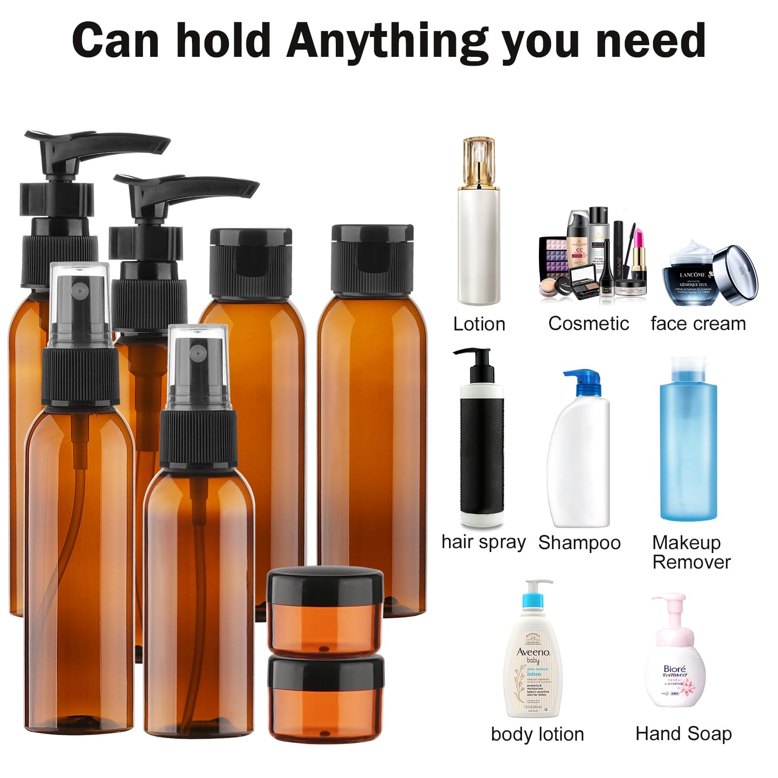 Cosywell Travel Size Bottles for Toiletries 13 Pack 2oz TSA Approved Toiletry Bottles Leak Proof Travel Kit for Women Men TSA Clear Toiletry Bag Shampoo Lotion Skincare Cosmetic Container