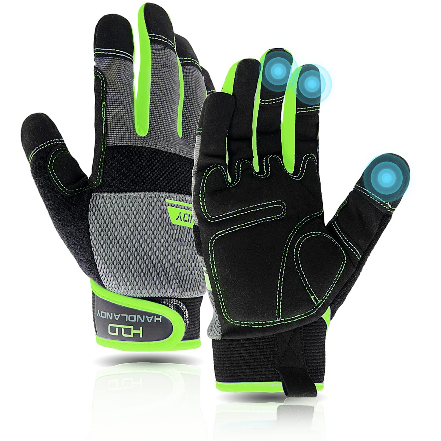 AIGEVTURE Safety Work Gloves Mens & Women, Light Duty Mechanic Gloves Touch Screen, Gardening Work Gloves with Grip,High Dexterity