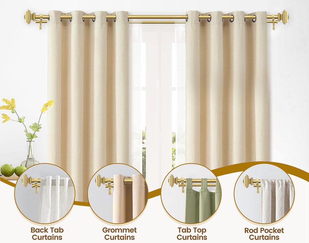 KAMANINA 1 Inch Double Curtain Rods 36 to 72 Inches (3-6 Feet) Telescoping Dark Silver Curtain Rod for Windows 24 to 68 Inches, Heavy Duty Drapery Rods with Square Finials