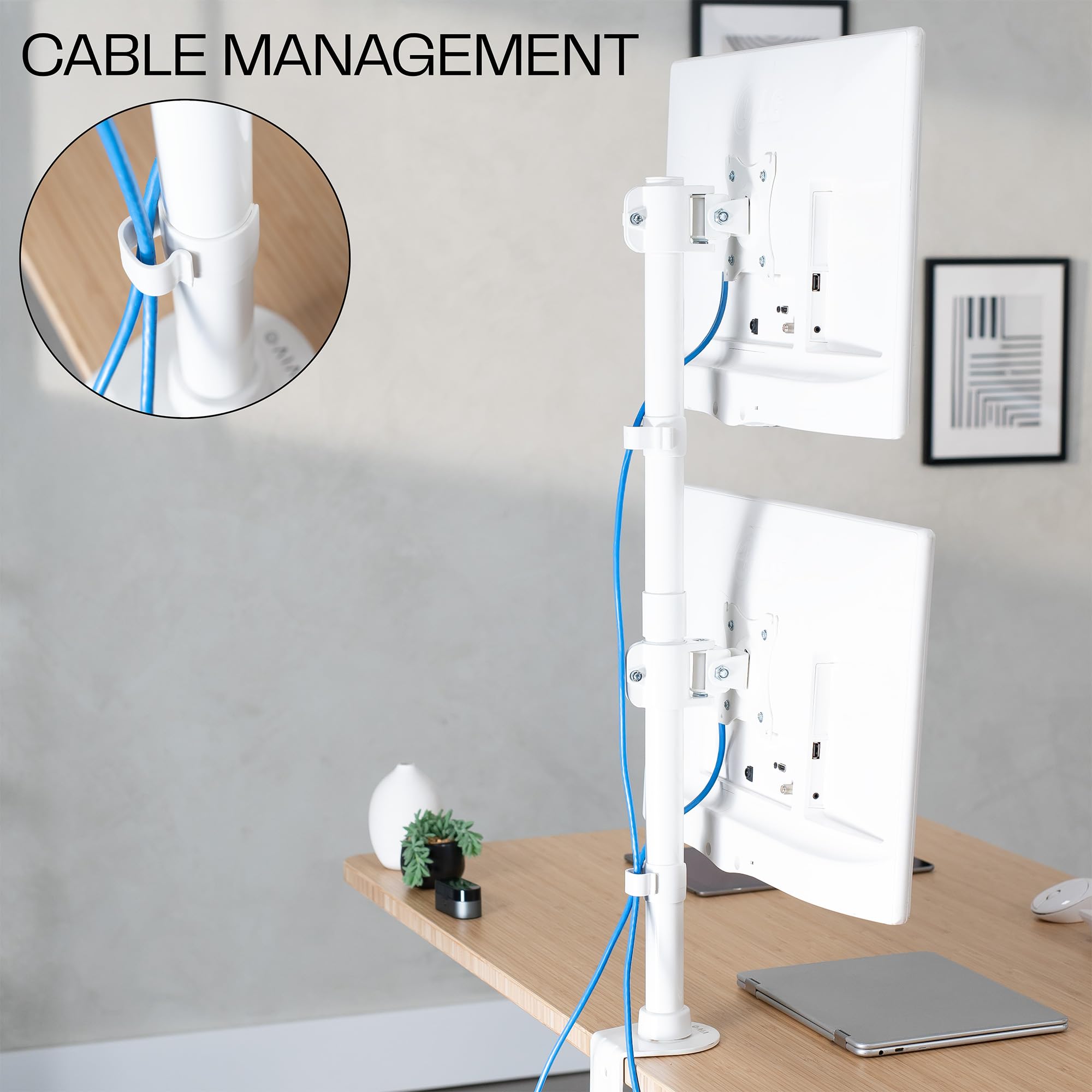 VIVO Dual Monitor Desk Mount Stand with Height Adjustment and VESA Plates for 2 LCD Ultrawide Screens up to 34 inches, Stacked Array, STAND-V002R