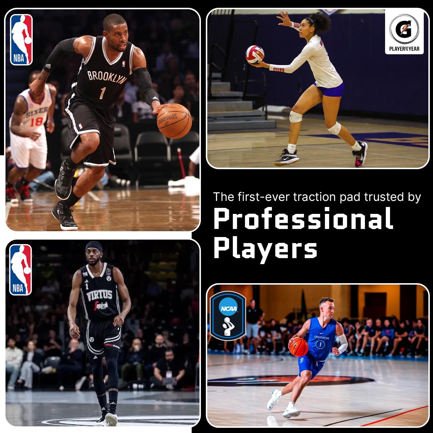 Portable Basketball & Volleyball Sticky Mat by Sola Athletics– Foldable, Reusable, Non-Slip Traction Board for Court Shoe Grip – Perfect for Hardwood Floors –60 Sticky Sheets