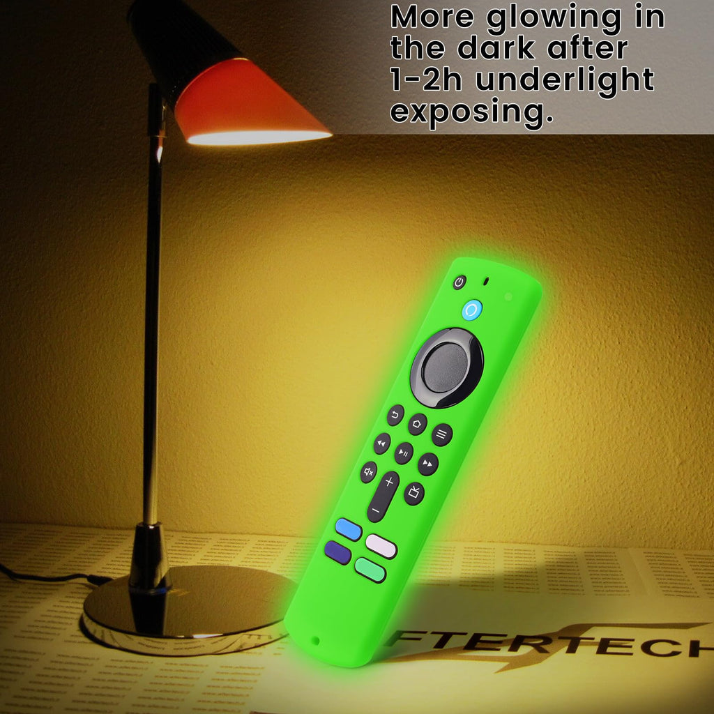 2-Pack Glowing Remote Cover, Silicone Protective Case with Lanyard, Glow Blue and Glow Purple, Compatible with Smart TV Remote Controller