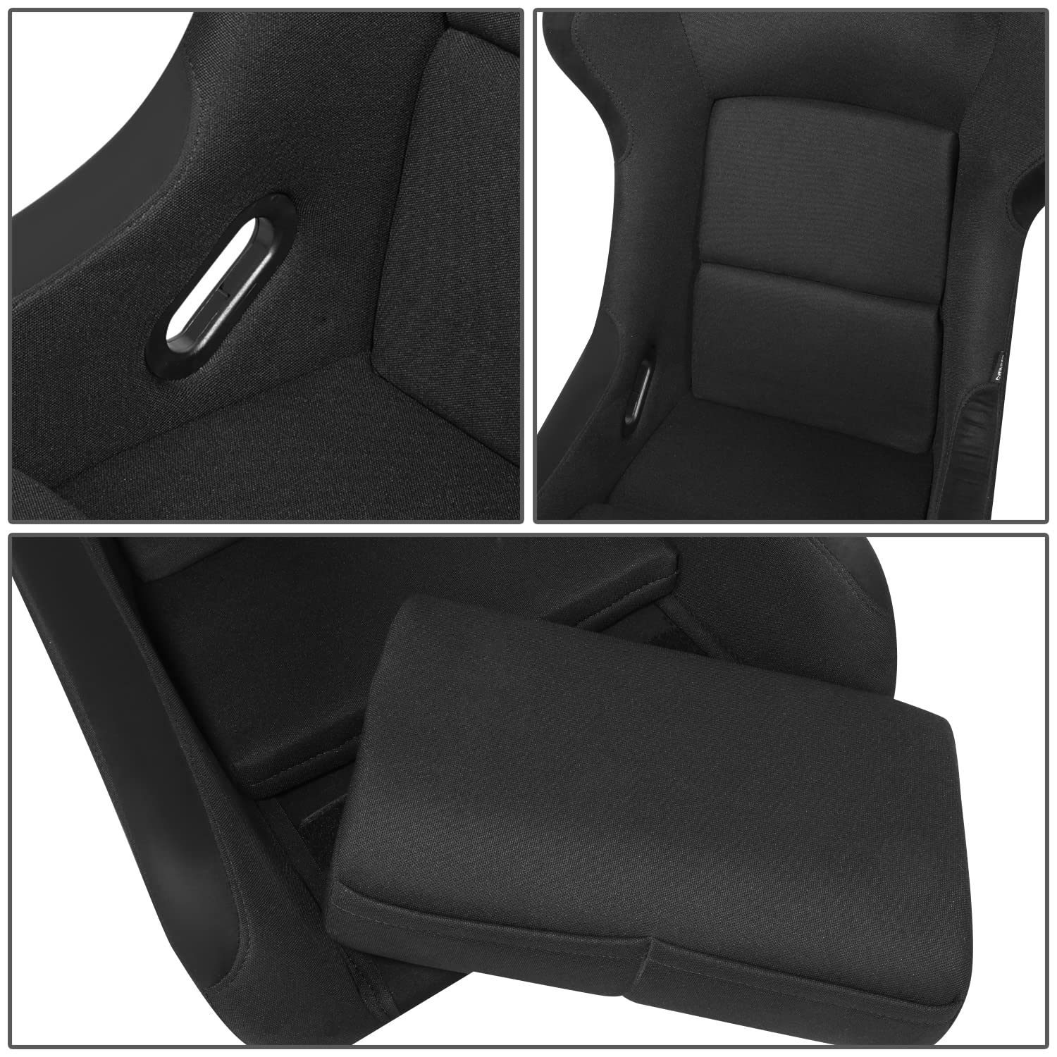 NRG Innovations NRG-FRP-330 Fiber Glass Fixed Back Bucket Racing Seat (Small), 4 pt Harness Compatibility, Black Seat Cover, 19"W X 18" D X 34" H