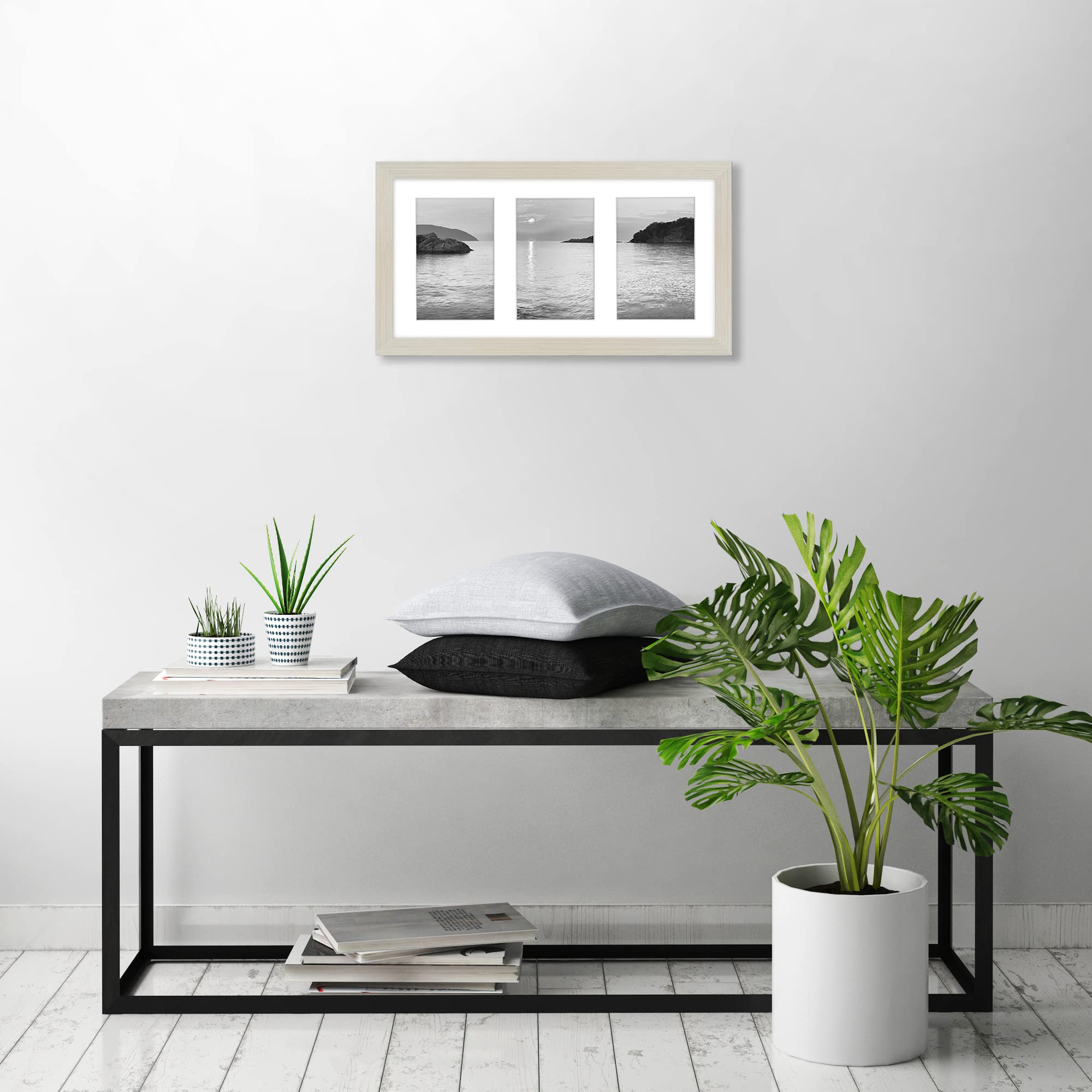 Americanflat 4x6 Double Picture Frame with Shatter-Resistant Glass - Fits Two 4x6 Photos or use as One 6x14 Frame - Signature Collection - Collage Frames for Tabletop and Wall Display - Black
