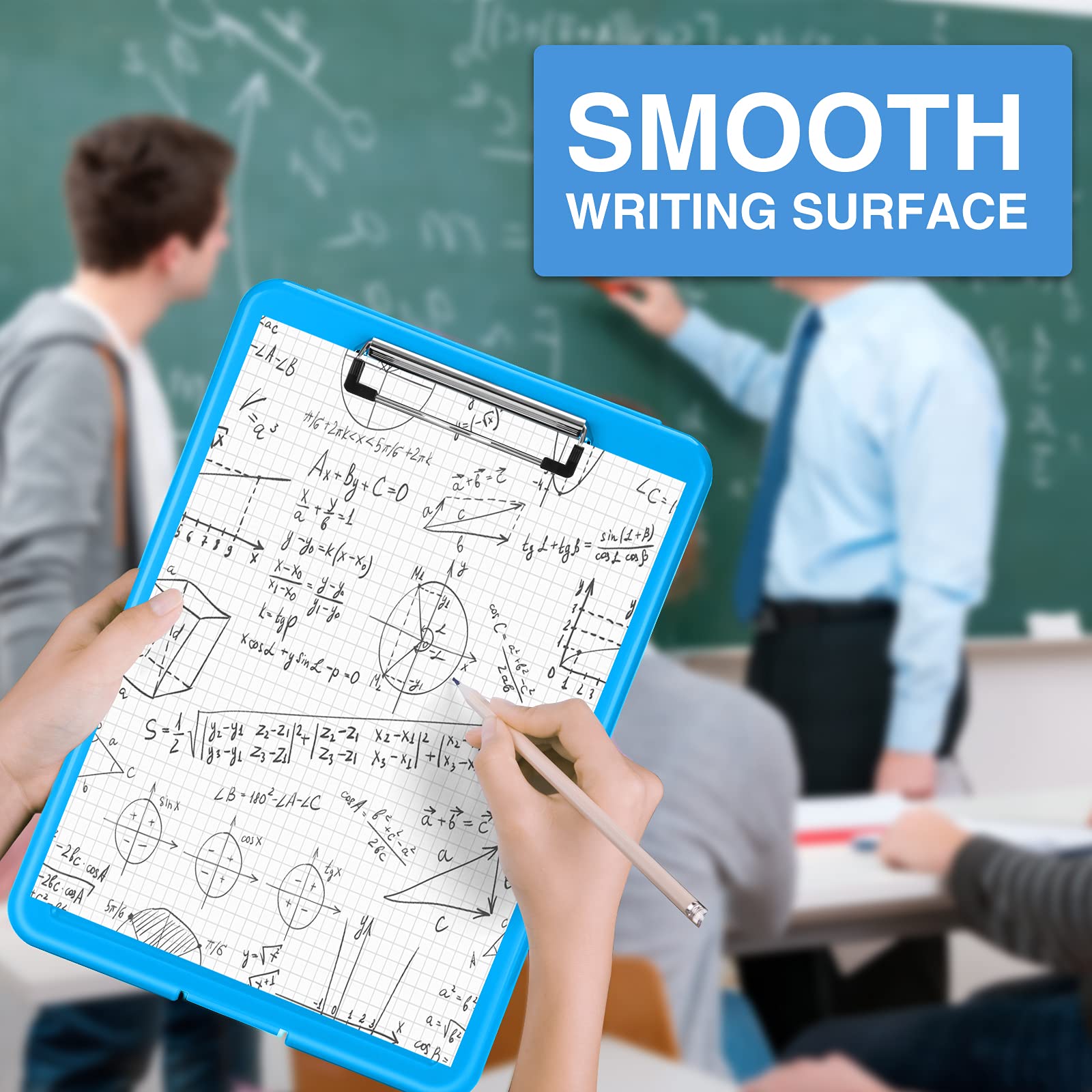 Sooez Clipboard with Storage, Plastic Storage Clipboards with Low Profile Clip, Nursing Clip Boards Foldable, Hanging Clipboard Case for Work, Teacher, Classroom Must Haves, Office School Supplies