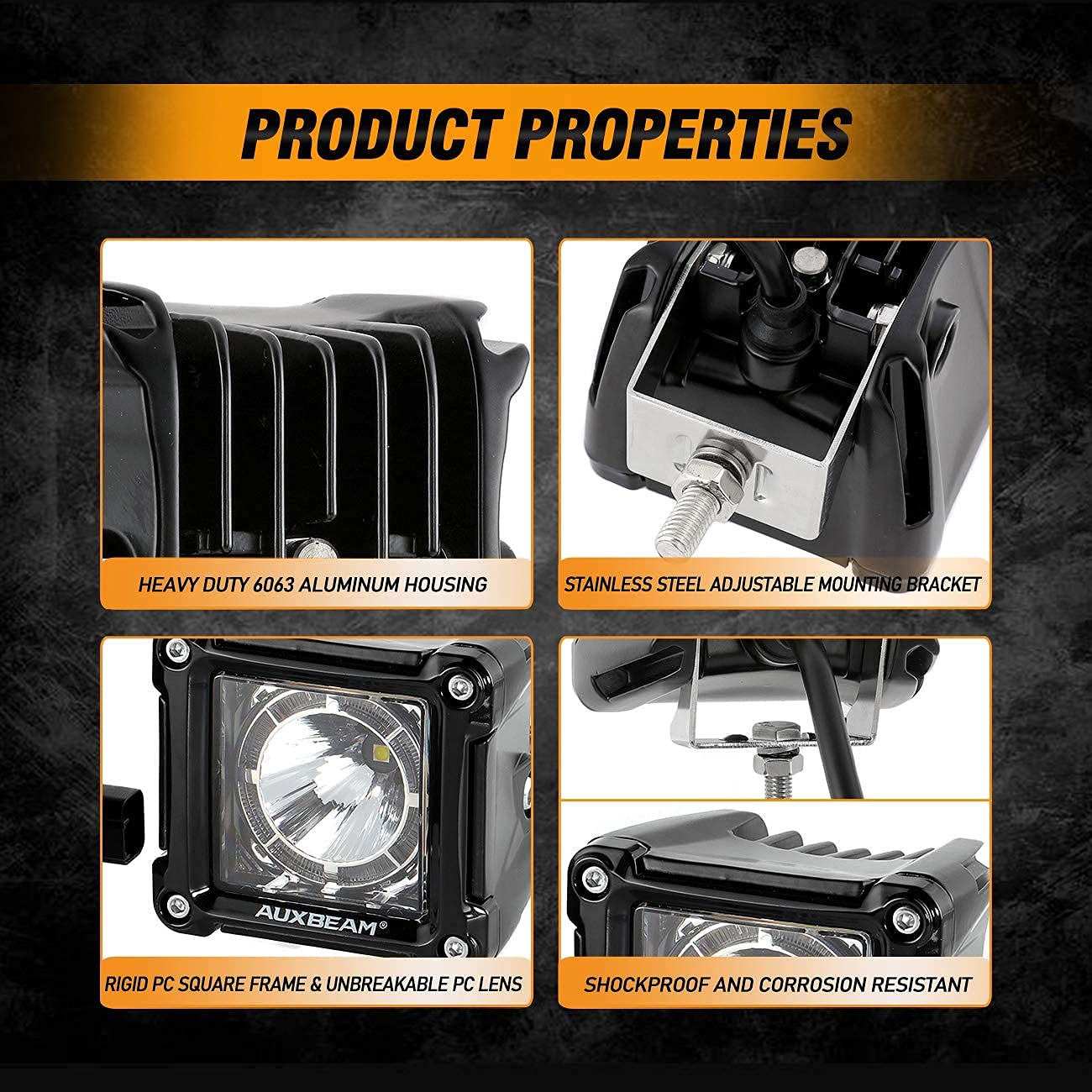 Auxbeam FA Series 3 Inch LED Cubes with DRL 2 Modes Spot Beam Offroad Lights 20W Driving Spotlights A-Pillar Ditch Lights for 4x4 Truck Car ATV Motorcycle, Pair